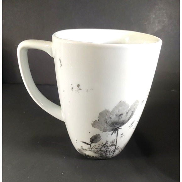 Corelle Coordinates Porcelain Coffee Cup Mug Lot Of 4 White Gray Flowers - Picture 8 of 14